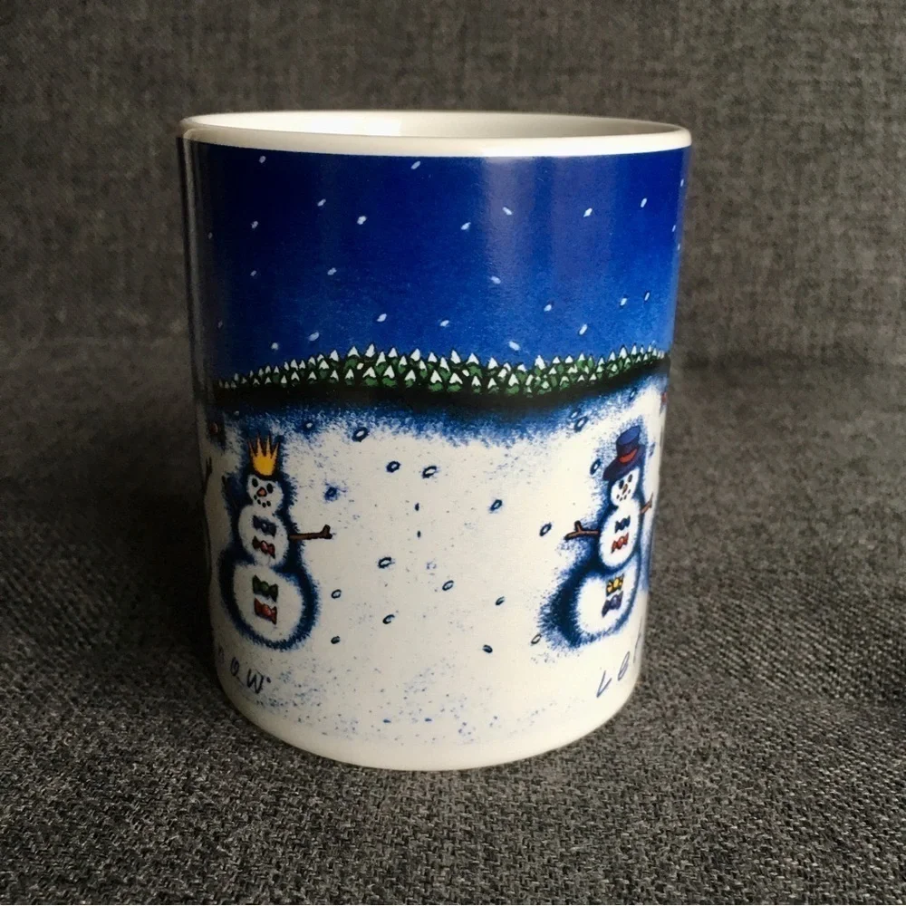 Lindt Chocolates “Let It Snow” Snowman Coffee Mug, Blue, White, 11 oz